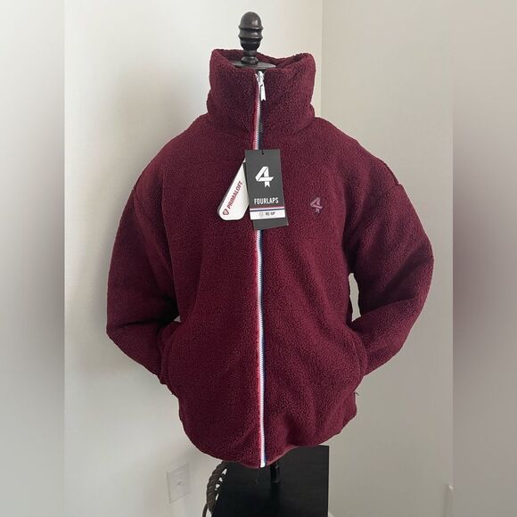 NWT Fourlaps reversible polar quilted Sherpa jacket Burgundy/Smoke size Small - Picture 7 of 16